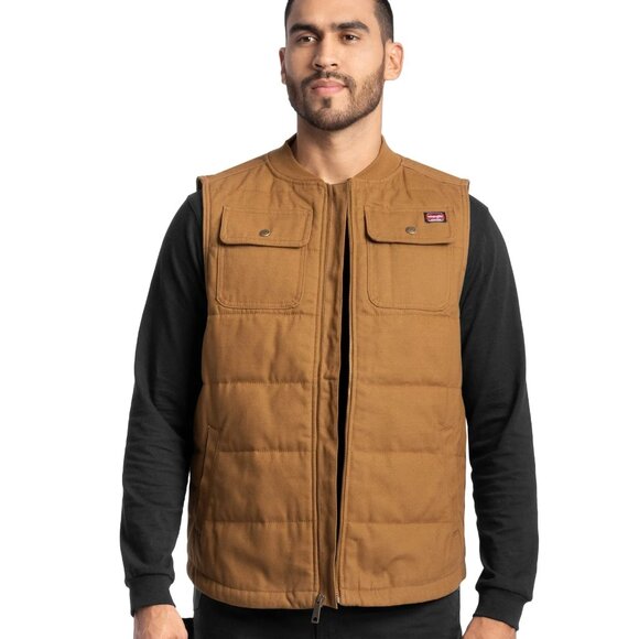 NWT XL--3XL Wrangler Workwear Quilted Duck Work Vest Brown Durable Warm Utility - Picture 1 of 6